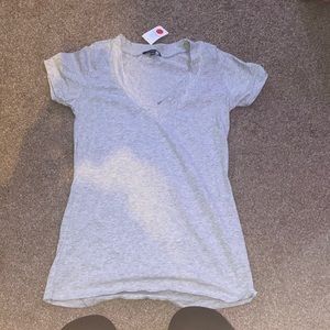 light grey fitted v-neck womens shirt